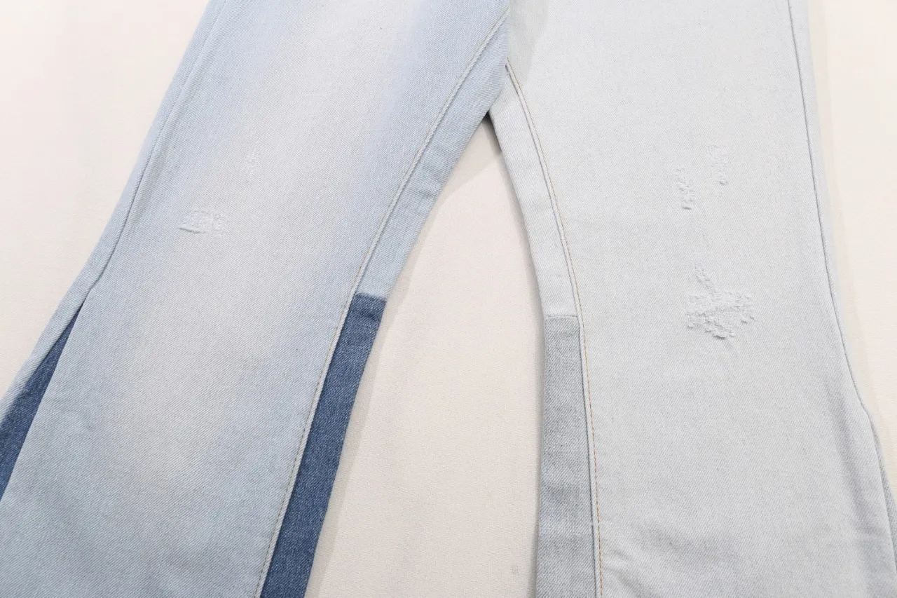 658#Gallery Dept New Mandarin Duck washed blue bootcut jeans blue spliced ​​denim trousers beautiful trendy trousers casual versatile trousers blue S~XL P250